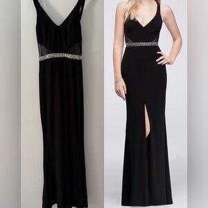 City Triangles Black Maxi Dress with Silver Accents